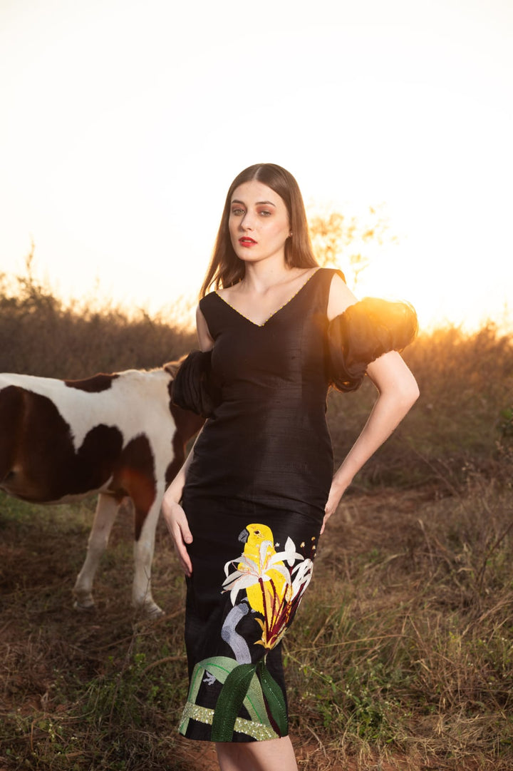 Wild yellow parrot dress