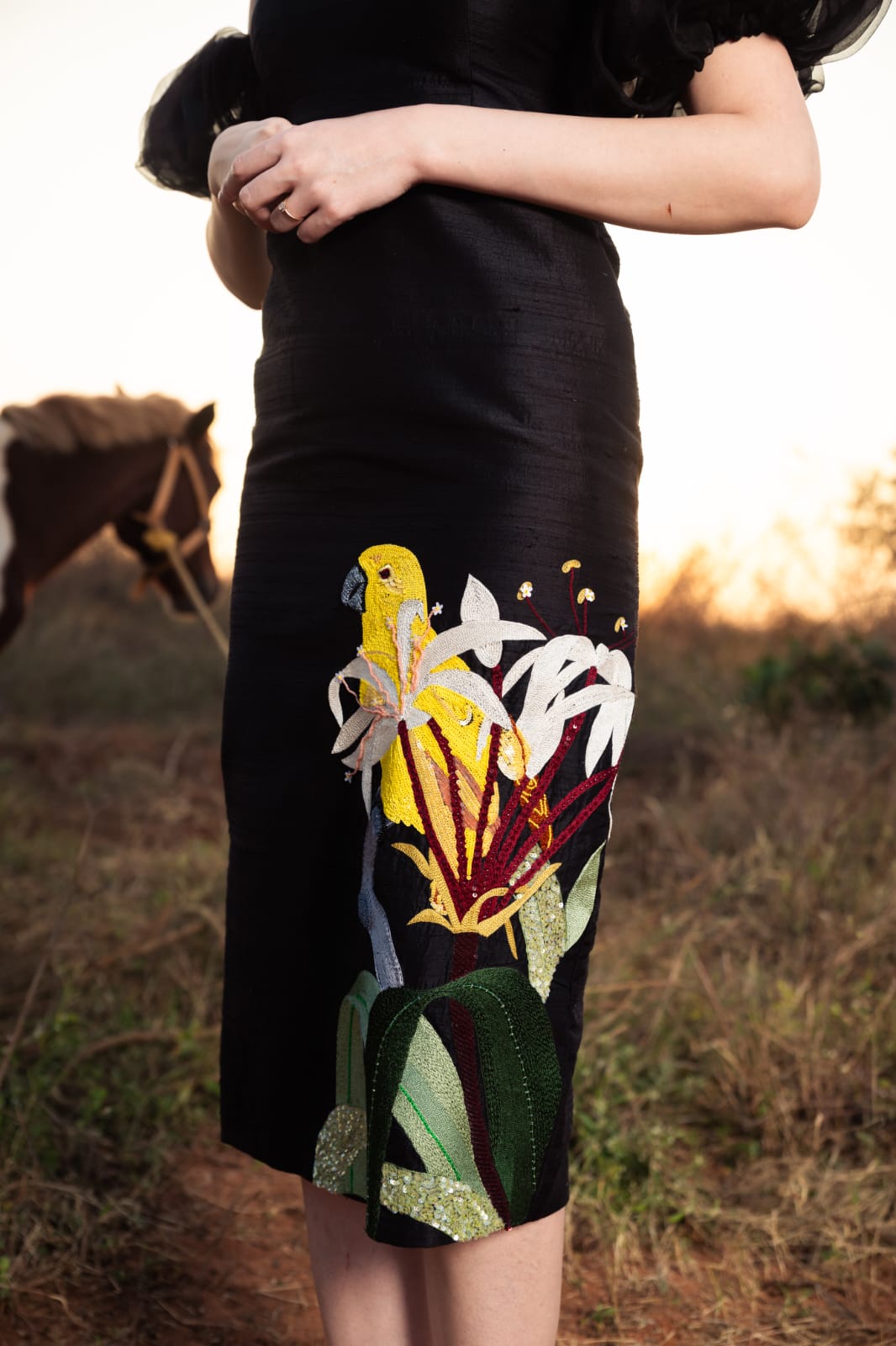 Wild yellow parrot dress